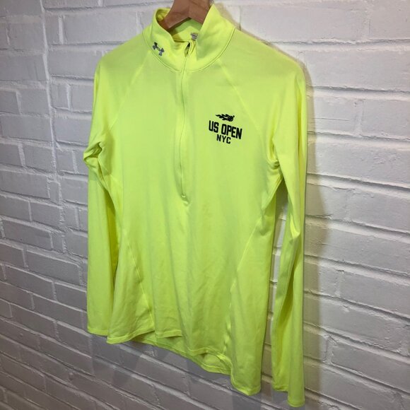 Under Armour US Open Tennis NYC Quarter Zip Pullover Neon Yellow Women's Small - Picture 3 of 7